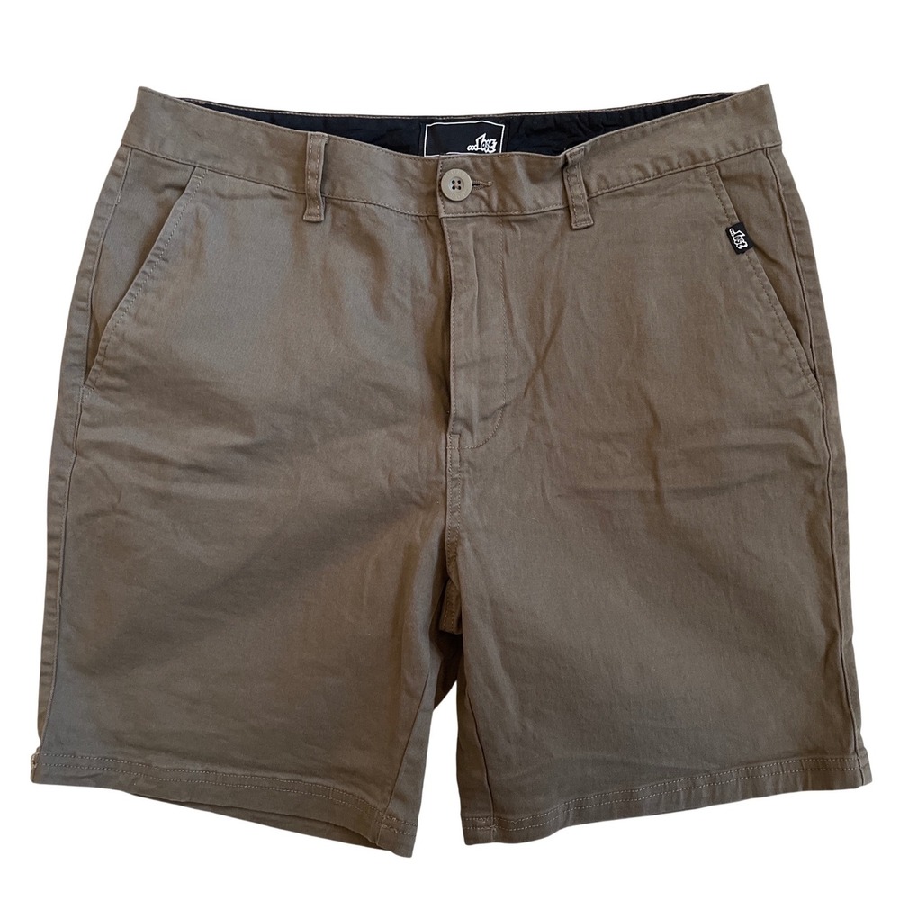 Lost Enterprise Mens Chino Walk Shorts Olive Brown Stretch Cotton Size 32